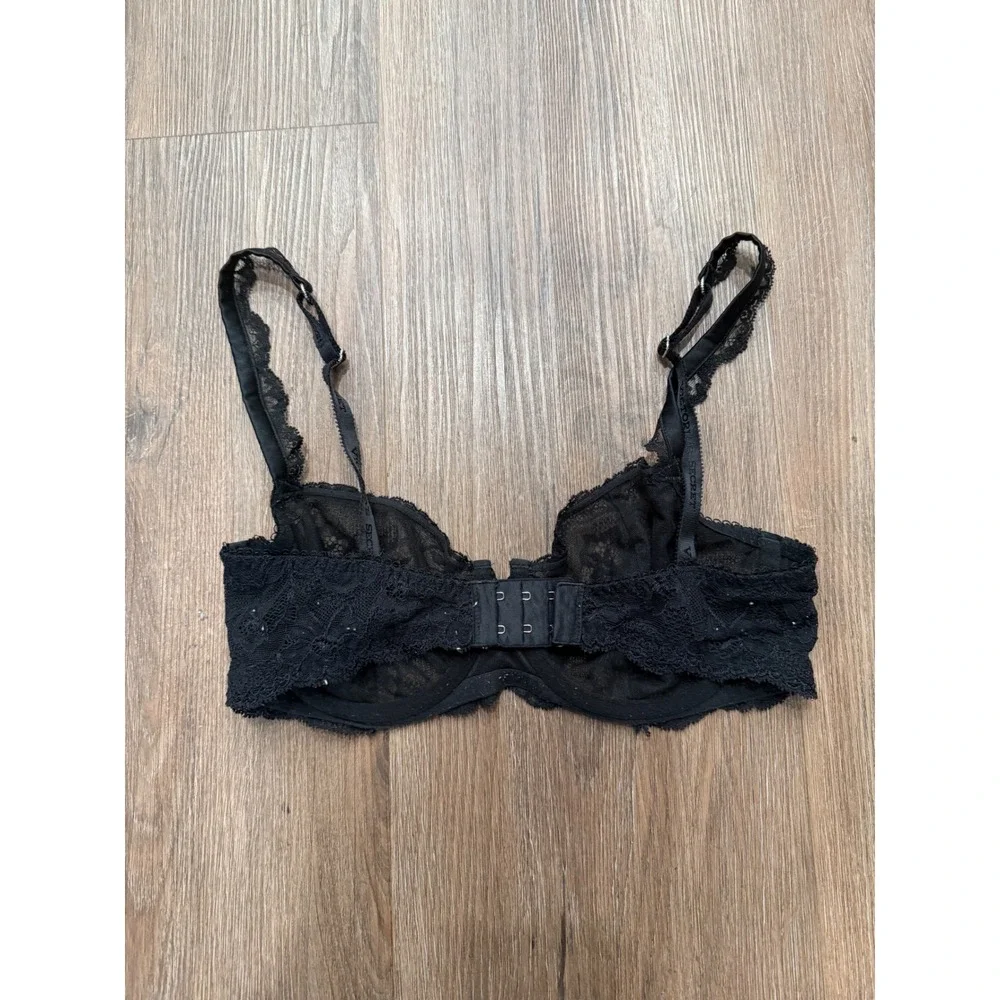 Victorias Secret‎ Black Floral Lace Unlined Demi Bra Underwire 34D